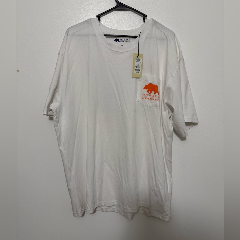 Onward Reserve Clemson University White Tee with Orange Bear Logo